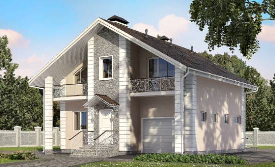 150-002-П Проект двухэтажного дома мансардой и гаражом, классический дом из блока Новороссийск | Проекты домов от House Expert