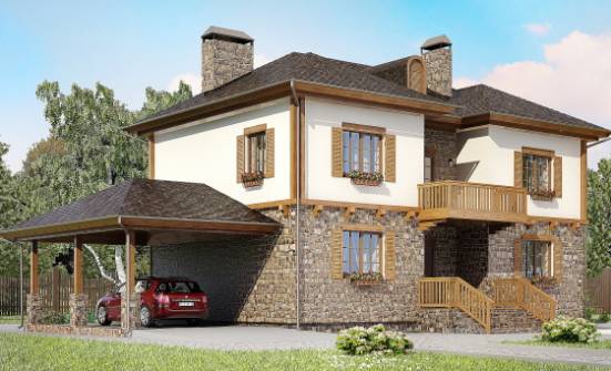 155-006-Л Проект двухэтажного дома и гаражом, скромный дом из теплоблока Новороссийск | Проекты домов от House Expert