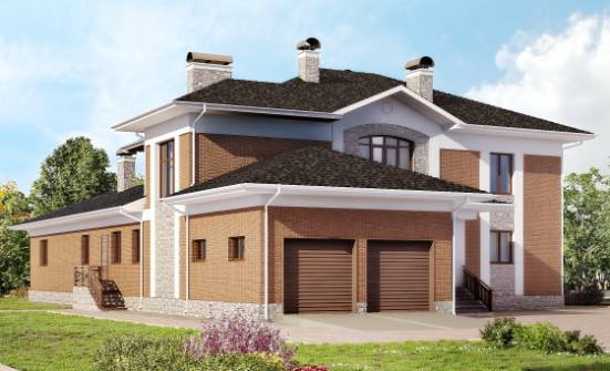 520-002-Л Проект трехэтажного дома и гаражом, большой коттедж из теплоблока Новороссийск | Проекты домов от House Expert