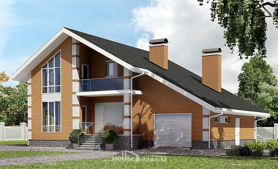 190-006-П Проект двухэтажного дома с мансардным этажом и гаражом, средний дом из бризолита Новороссийск | Проекты домов от House Expert
