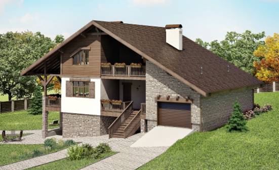 300-003-П Проект трехэтажного дома мансардой, гараж, большой домик из кирпича Новороссийск | Проекты домов от House Expert