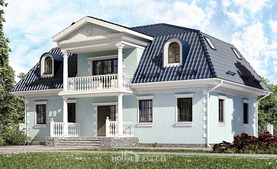 210-004-Л Проект двухэтажного дома с мансардным этажом, красивый коттедж из газобетона Новороссийск | Проекты домов от House Expert