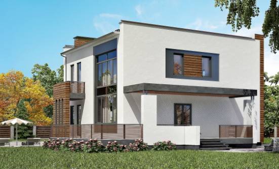 220-003-П Проект двухэтажного дома и гаражом, современный коттедж из блока Новороссийск | Проекты домов от House Expert