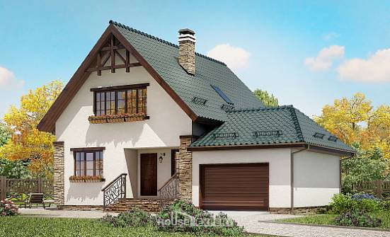 160-005-П Проект двухэтажного дома с мансардой и гаражом, современный домик из твинблока Новороссийск | Проекты домов от House Expert