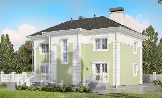 155-005-П Проект двухэтажного дома, бюджетный коттедж из газобетона Новороссийск | Проекты домов от House Expert
