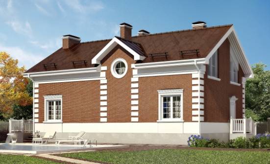 160-009-П Проект двухэтажного дома с мансардой, компактный загородный дом из теплоблока Новороссийск | Проекты домов от House Expert