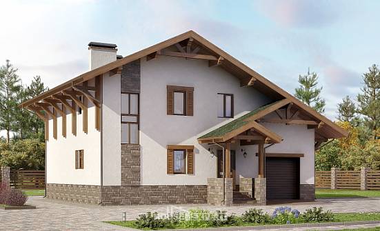 190-007-П Проект двухэтажного дома мансардный этаж, гараж, уютный коттедж из кирпича Новороссийск | Проекты домов от House Expert