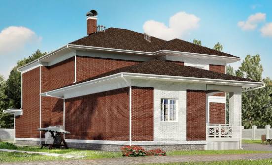 315-001-П Проект двухэтажного дома, гараж, современный загородный дом из кирпича Новороссийск | Проекты домов от House Expert
