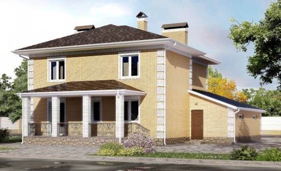 220-006-Л Проект двухэтажного дома и гаражом, просторный коттедж из бризолита Новороссийск | Проекты домов от House Expert
