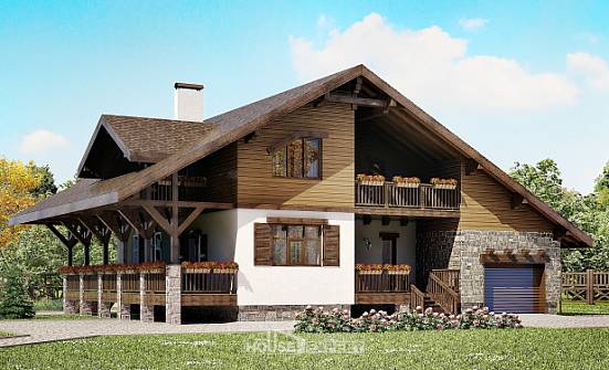 220-005-П Проект двухэтажного дома мансардой, гараж, уютный загородный дом из кирпича Новороссийск | Проекты домов от House Expert