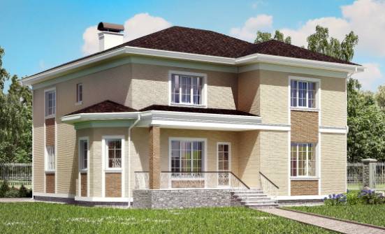 335-001-Л Проект двухэтажного дома и гаражом, большой домик из кирпича Новороссийск | Проекты домов от House Expert