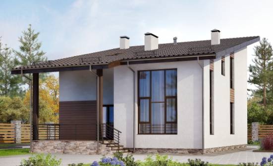 140-005-П Проект двухэтажного дома мансардный этаж, экономичный коттедж из газобетона Новороссийск | Проекты домов от House Expert