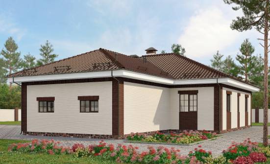 160-015-П Проект одноэтажного дома и гаражом, экономичный загородный дом из бризолита Новороссийск | Проекты домов от House Expert