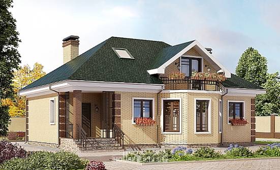150-013-Л Проект двухэтажного дома мансардный этаж, доступный коттедж из кирпича Новороссийск | Проекты домов от House Expert