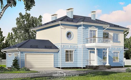 285-003-Л Проект двухэтажного дома и гаражом, просторный загородный дом из кирпича Новороссийск | Проекты домов от House Expert
