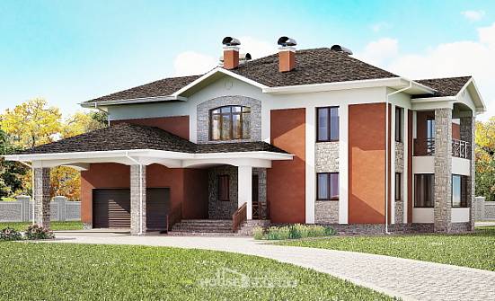 400-002-Л Проект двухэтажного дома, гараж, большой домик из кирпича Новороссийск | Проекты домов от House Expert