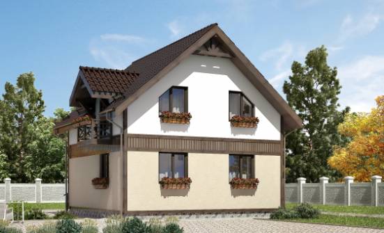 105-001-П Проект двухэтажного дома с мансардой, компактный домик из поризованных блоков Новороссийск | Проекты домов от House Expert