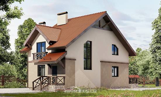 120-003-Л Проект двухэтажного дома мансардой, недорогой загородный дом из газобетона Новороссийск | Проекты домов от House Expert