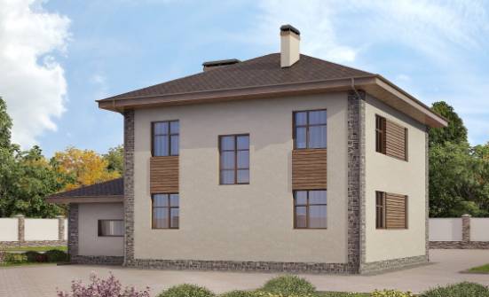 185-004-П Проект двухэтажного дома и гаражом, средний загородный дом из твинблока Новороссийск | Проекты домов от House Expert