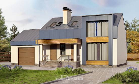 150-015-П Проект двухэтажного дома мансардный этаж, гараж, классический дом из бризолита Новороссийск | Проекты домов от House Expert