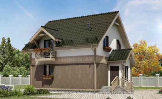 105-001-Л Проект двухэтажного дома с мансардой, недорогой дом из твинблока Новороссийск | Проекты домов от House Expert