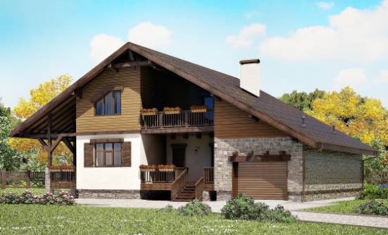 220-005-П Проект двухэтажного дома мансардой, гараж, уютный загородный дом из кирпича Новороссийск | Проекты домов от House Expert