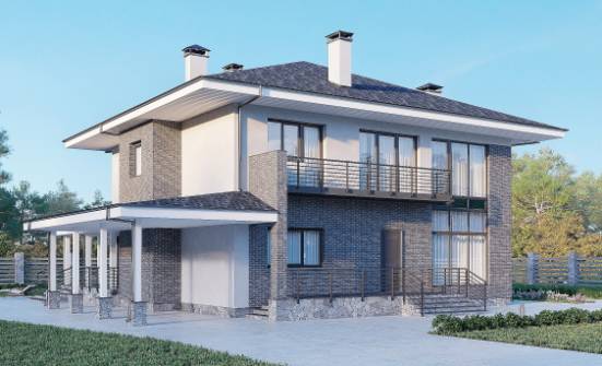 250-004-Л Проект двухэтажного дома, красивый загородный дом из бризолита Новороссийск | Проекты домов от House Expert