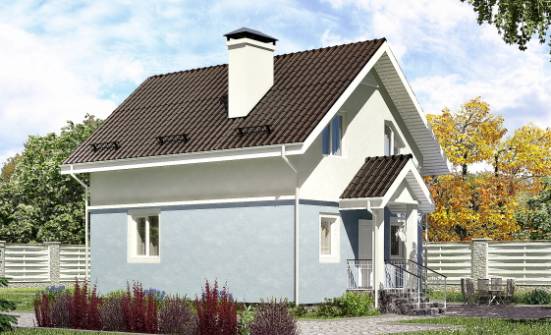 095-002-П Проект двухэтажного дома мансардой, простой домик из пеноблока Новороссийск | Проекты домов от House Expert