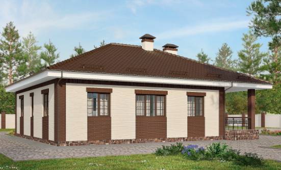 160-015-П Проект одноэтажного дома и гаражом, экономичный загородный дом из бризолита Новороссийск | Проекты одноэтажных домов от House Expert