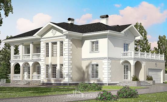340-002-П Проект двухэтажного дома и гаражом, большой дом из кирпича Новороссийск | Проекты домов от House Expert