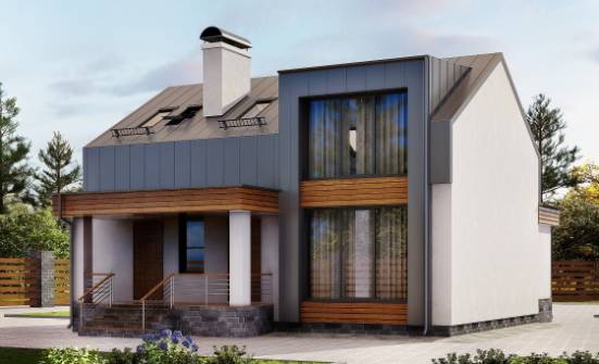 120-004-П Проект двухэтажного дома с мансардным этажом, небольшой дом из газобетона Новороссийск | Проекты домов от House Expert