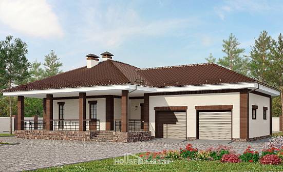160-015-П Проект одноэтажного дома и гаражом, экономичный загородный дом из бризолита Новороссийск | Проекты домов от House Expert