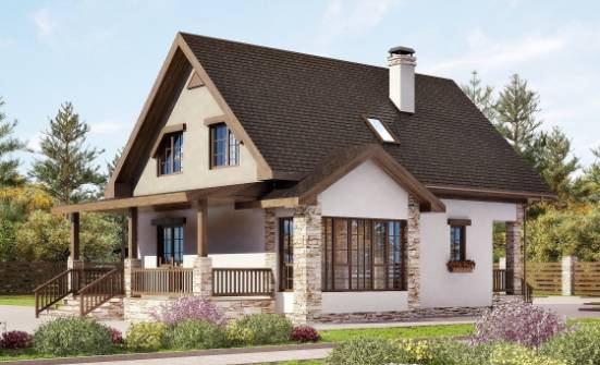 140-002-Л Проект двухэтажного дома с мансардой, классический коттедж из газобетона Новороссийск | Проекты домов от House Expert