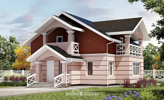 155-009-Л Проект двухэтажного дома мансардный этаж, простой загородный дом из бризолита Новороссийск | Проекты домов от House Expert