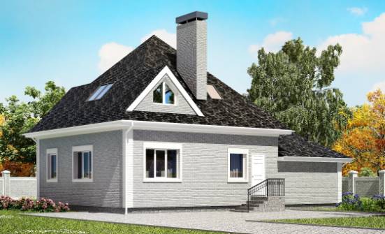 135-001-Л Проект двухэтажного дома с мансардой и гаражом, экономичный коттедж из кирпича Новороссийск | Проекты домов от House Expert