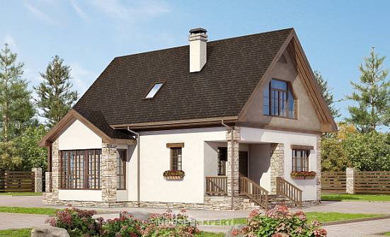 140-002-Л Проект двухэтажного дома с мансардой, классический коттедж из газобетона Новороссийск | Проекты домов от House Expert