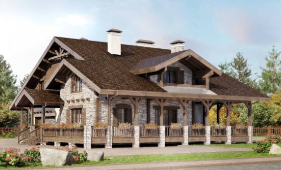 340-003-П Проект двухэтажного дома с мансардой, гараж, классический домик из кирпича Новороссийск | Проекты домов от House Expert