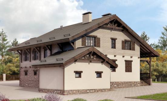 255-002-П Проект двухэтажного дома с мансардой и гаражом, огромный дом из блока Новороссийск | Проекты домов от House Expert