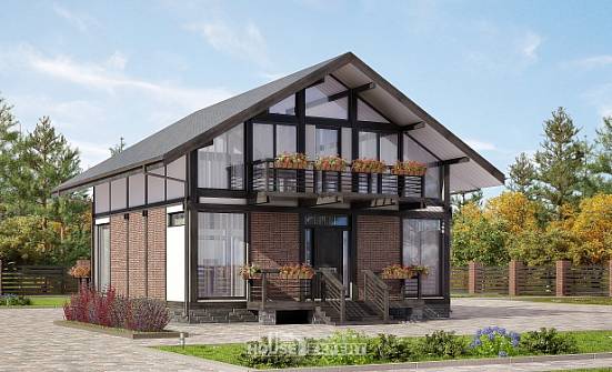 170-007-П Проект двухэтажного дома с мансардой, простой коттедж из дерева Новороссийск | Проекты домов от House Expert