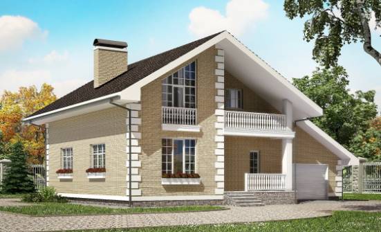 190-005-П Проект двухэтажного дома с мансардным этажом и гаражом, красивый дом из газобетона, Новороссийск