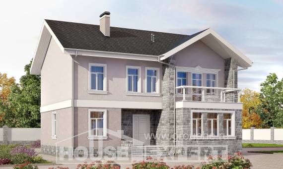 170-008-П Проект двухэтажного дома, красивый загородный дом из газосиликатных блоков, Новороссийск