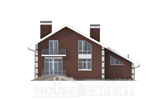 180-001-Л Проект двухэтажного дома с мансардой и гаражом, уютный коттедж из газосиликатных блоков, Новороссийск
