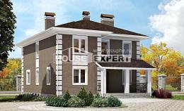 185-002-П Проект двухэтажного дома, небольшой коттедж из поризованных блоков Новороссийск, House Expert