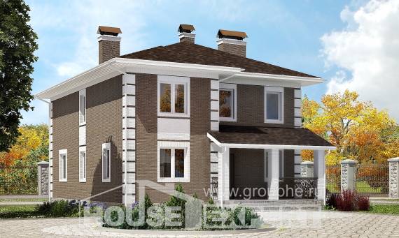 185-002-П Проект двухэтажного дома, небольшой коттедж из поризованных блоков Новороссийск, House Expert