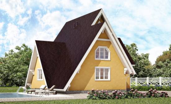 155-008-П Проект двухэтажного дома мансардный этаж, доступный дом из бревен Новороссийск | Проекты домов от House Expert