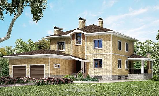 350-002-Л Проект трехэтажного дома и гаражом, просторный дом из кирпича, Новороссийск