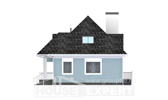 110-001-Л Проект двухэтажного дома с мансардой, бюджетный домик из арболита Новороссийск, House Expert