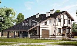250-002-Л Проект двухэтажного дома с мансардой, гараж, средний коттедж из кирпича Новороссийск, House Expert