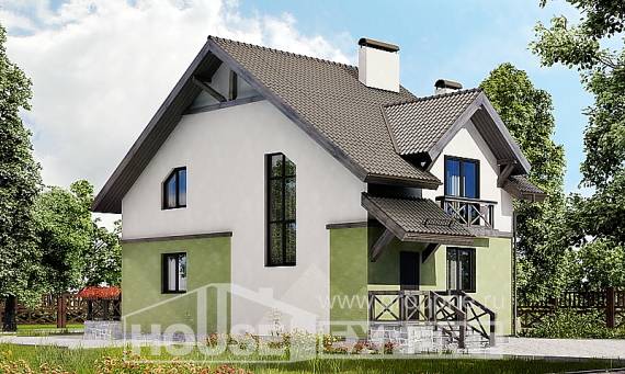 120-003-П Проект двухэтажного дома с мансардным этажом, классический загородный дом из твинблока Новороссийск, House Expert