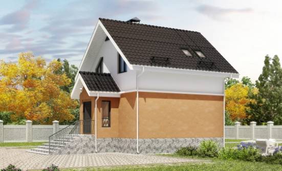 100-005-Л Проект двухэтажного дома с мансардой, доступный загородный дом из теплоблока, Новороссийск